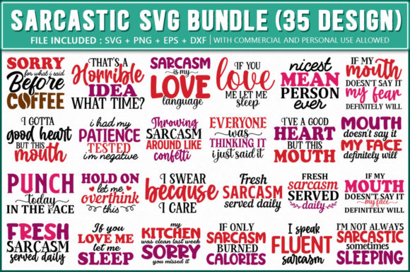Funny Sarcastic SVG Bundle, 35 Design for Crafts and Graphics